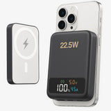 Power Bank Carregador Portátil Universao Cabo e Indução Magnético - Display Led, Carregamento Rápido 22.5Wats, 3 Cargas Complentas no Celular, Entrada USB e USB-C (Black - Mid Night)
