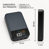 Power Bank Carregador Portátil Universao Cabo e Indução Magnético - Display Led, Carregamento Rápido 22.5Wats, 3 Cargas Complentas no Celular, Entrada USB e USB-C (Black - Mid Night)