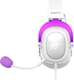 Headset Fone de Ouvido Havit HV-H2002d Purple, Gamer, com Microfone, Falante 53mm, Plug 3, 5mm: compatível com XBOX ONE e PS4, HAVIT, HV-H2002d Cor Roxo e Branco