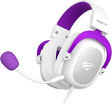 Headset Fone de Ouvido Havit HV-H2002d Purple, Gamer, com Microfone, Falante 53mm, Plug 3, 5mm: compatível com XBOX ONE e PS4, HAVIT, HV-H2002d Cor Roxo e Branco