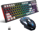 Moniss L99 2.4G Sem Fio Recarregável Teclado Mouse Combo 96 Teclas RGB Membrana Teclado Colorido Retroiluminação Conjunto de Mouse para Jogos