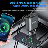 KKMOL Carregador retrátil para carro, 4 em 1, rápido de 100 W, com 2 cabos e tela de tensão de porta tipo C, compatível com iPhone 15Pro Max/14/13/12/11, Galaxy S23/S22